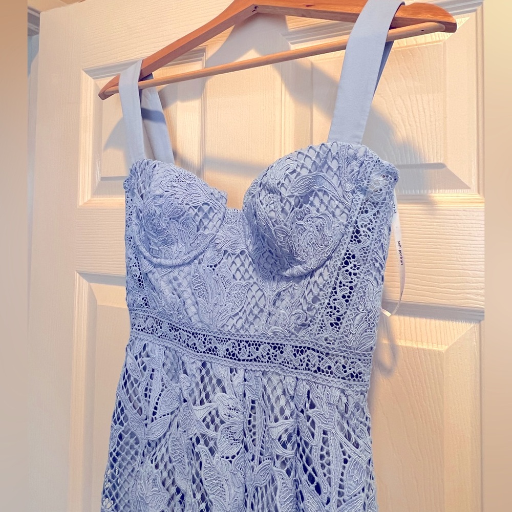 Self-Portrait Light Blue Lace Dress